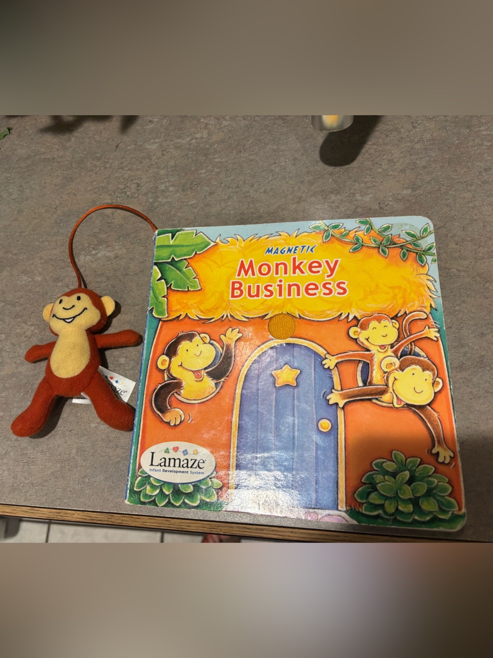 Lamaze Orange Plush Monkey Magnetic Activity Book Set
